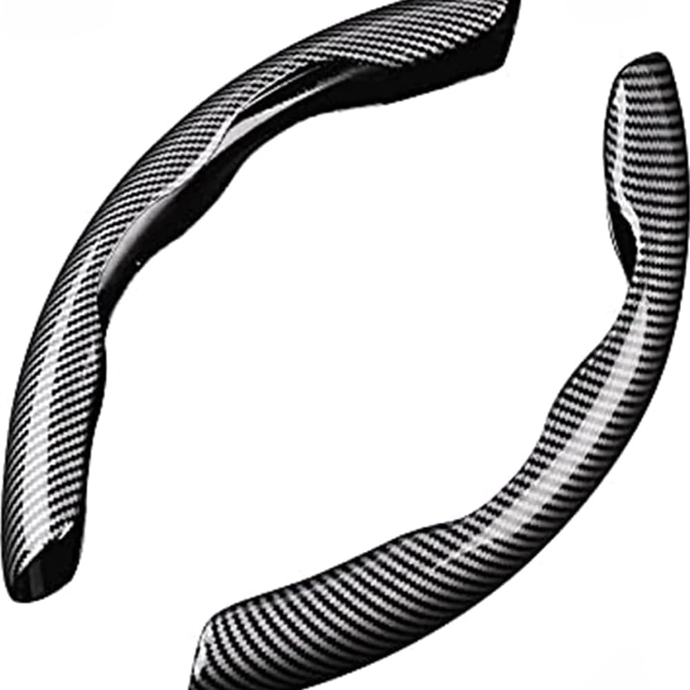 Pack of 2 Car Steering Wheel Covers for Audi A3 A4 A5 A6, Carbon Fibre Steering Wheels, Non-Slip Sports Steering Wheels, Segmented Steering Wheel Cover, Steering Wheels Accessories, Black