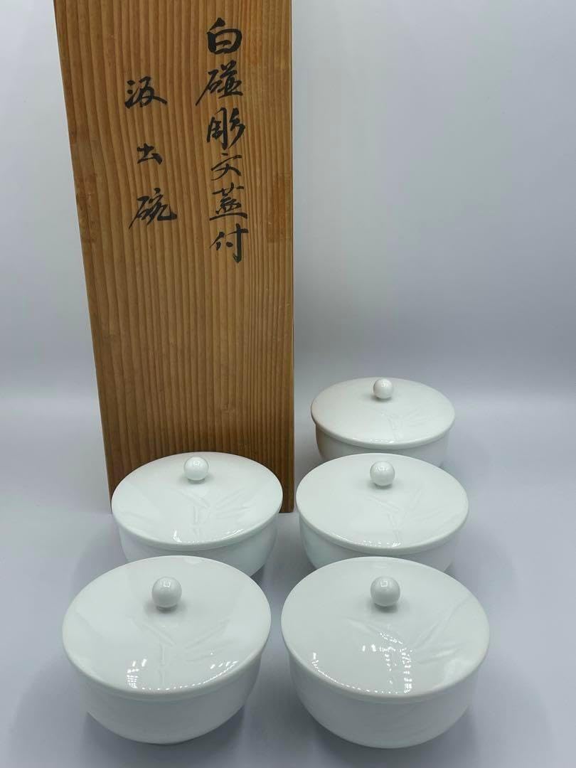 井上萬二】白磁の伝統 日本の名窯 人間国宝 井上萬二作 白磁笹彫文 小