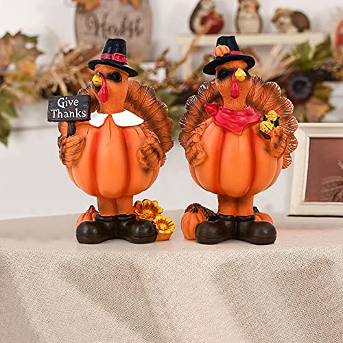 Alladinbox PW-T-CANDLE2 Standing Turkey Couple Thanksgiving Decorations thumb #1