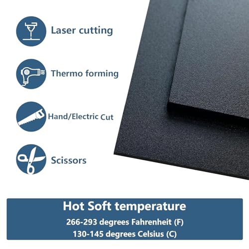 Image of 3 Pack Black Plastic Sheet 12x16x0.08 in Flexible High Tensile Plastic Sheets Black Plastic Panel for DIY Materials Handicrafts Home Decoration