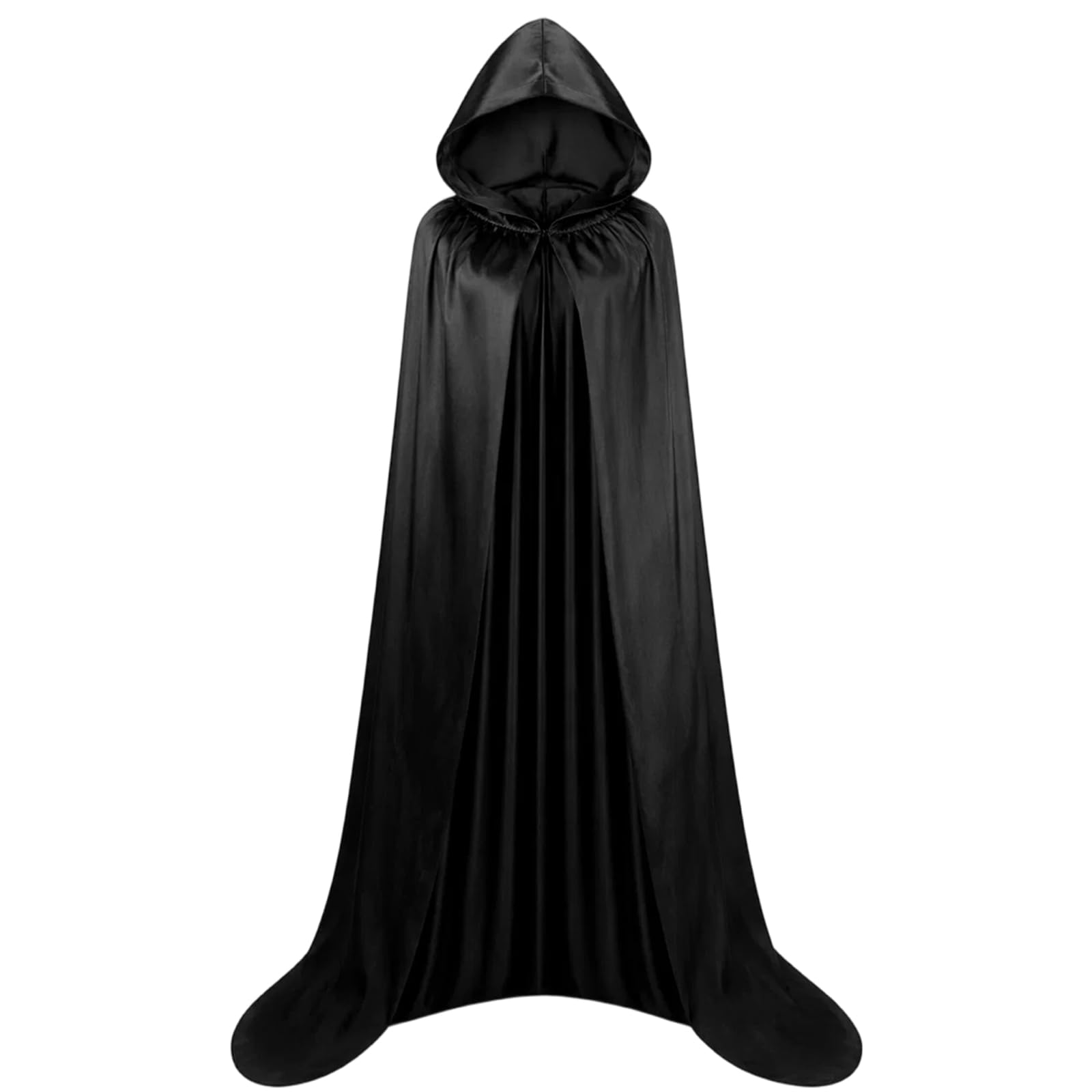 Black Cloak, Traitors Cloak 140 cm, Black Hooded Cloak, Costumes for World Book Day, Elegant Satin Cape for Various Occasions, Perfect for World Book Day Costumes and Theatrical Performances