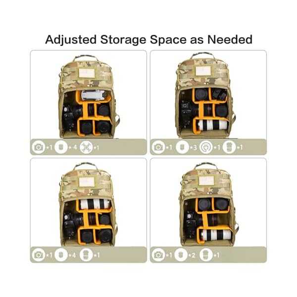 MOSISO Camera Backpack, DSLR/SLR/Mirrorless Photography Tactical Camera Bag Case with Tripod Holder & 15-16 inch Laptop Compartment & USA Flag Compatible with Canon/Nikon/Sony, Khaki Camouflage