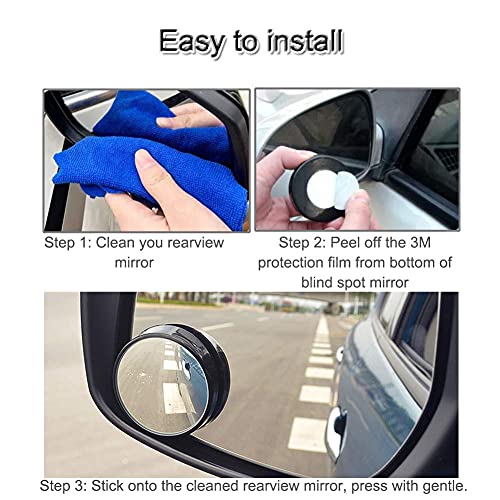 Kewayo 2 Pack Automotive Blind Spot Mirrors, Small Round Convex Adjustable 360°Rotate Wide Angle Car Rear View Nirror For All Universal Vehicles Car Fit Stick-On Design #TOP1