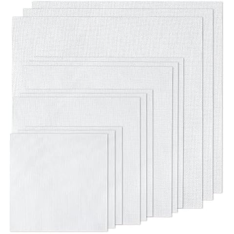XEmbro 12 PCS Aida Cloth 14 Count, 4 Sizes White Cross Stitch Fabric for Craft Embroidery, Classic Reserve Aida Cloth for Embroidery Beginner, Needlework, Cross Stitch (5.9 to 11.8inch) Cover