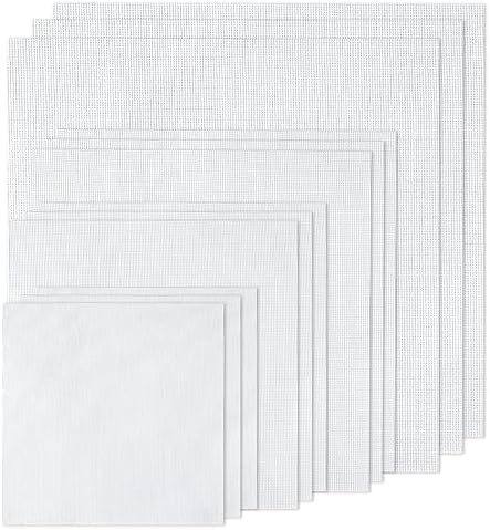 XEmbro 12 PCS Aida Cloth 14 Count, 4 Sizes White Cross Stitch Fabric for Craft Embroidery, Classic Reserve Aida Cloth for Embroidery Beginner, Needlework, Cross Stitch (5.9 to 11.8inch)