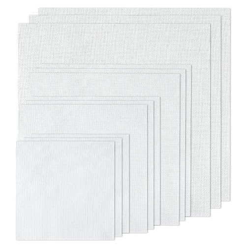 Xembro A-038C 12 Pcs Aida Cloth 14 Count, 4 Sizes White Cross Stitch Fabric cover