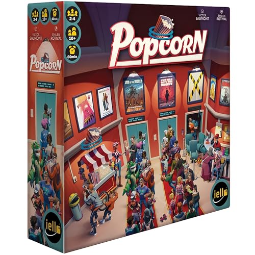 IELLO: Popcorn Strategy Board Game Manage a Movie Theater Attract Cinema Guests Competitive 60 Minute Play Time 2 to 4 Players for Ages 10+
