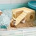 Exclaith Wooden Hamster Hideout, Multi-Chamber Hamster House Maze, Hamsters Secret Peep Shed, Gerbils Chamber Hut with Ladder, Detachable Small Animals Cage Accessories for Small Animal
