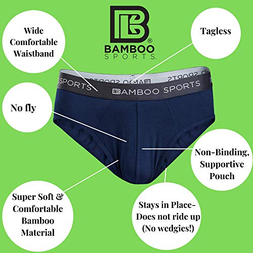 Bamboo Sports Mens No Fly Bamboo Underwear Briefs- Super Soft & Comfortable Fit #TOP4