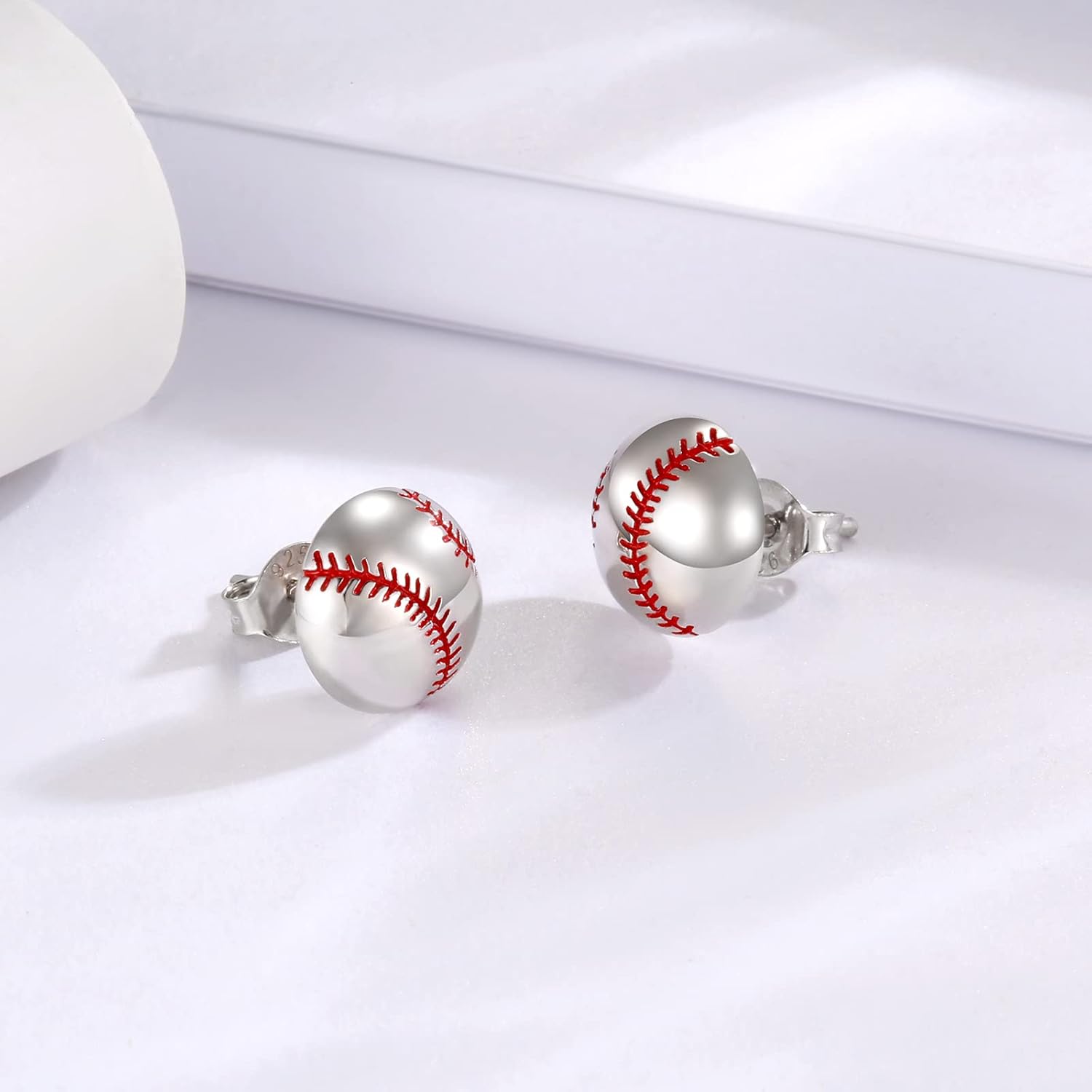 Sterling Silver Football BaseBall Softball Basketball Soccer Stud Earrings Hypoallergenic Sports Jewelry Gifts for Women Sports Lovers