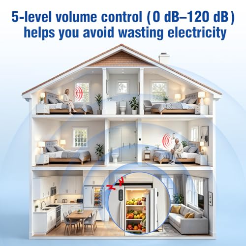 Image of DAYTECH Freezer Door Alarm with Delay 1 /2 /3 /4 mins When Left Open Window Chime Close Doors Reminder Refrigerator Door Alarm 0 to 120 dB for Fridge Home Store Office 2 Packs Black