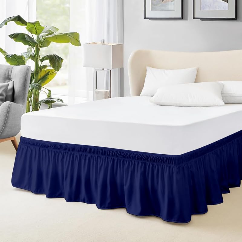 YUMEVIBE - Microfiber Around Skirt | Solid Easyfit Twin Size 21 Inch Drop Tailored Wrinkle Fade Resistance Soft Fabric Stylish Design Bedskirts- (Navy Blue, 39 * 75 in)-image-27