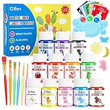 pintura lavable sayer 【Selecciones de 12 Colores】 Obtendrá 12 frascos de pinturas para dedos de 30ml con colores vivos, que incluyen blanco, negro, verde claro, rojo, azul oscuro, azul claro, naranja, rosa, naranja, marrón, morado y amarillo. Ayuda a estimular la creatividad de los niños y a cultivar su interés por la pintura.