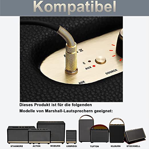 Aiivioll Marshall Altoparlante Bluetooth Audio Lift compatibile con cavo computer AUX da 3,5 mm per Major1/2/3, STOCKWELL1/2, Stanmore1/2, Woburn1/2, Kilburn1/2, Acton1/2 (Nero