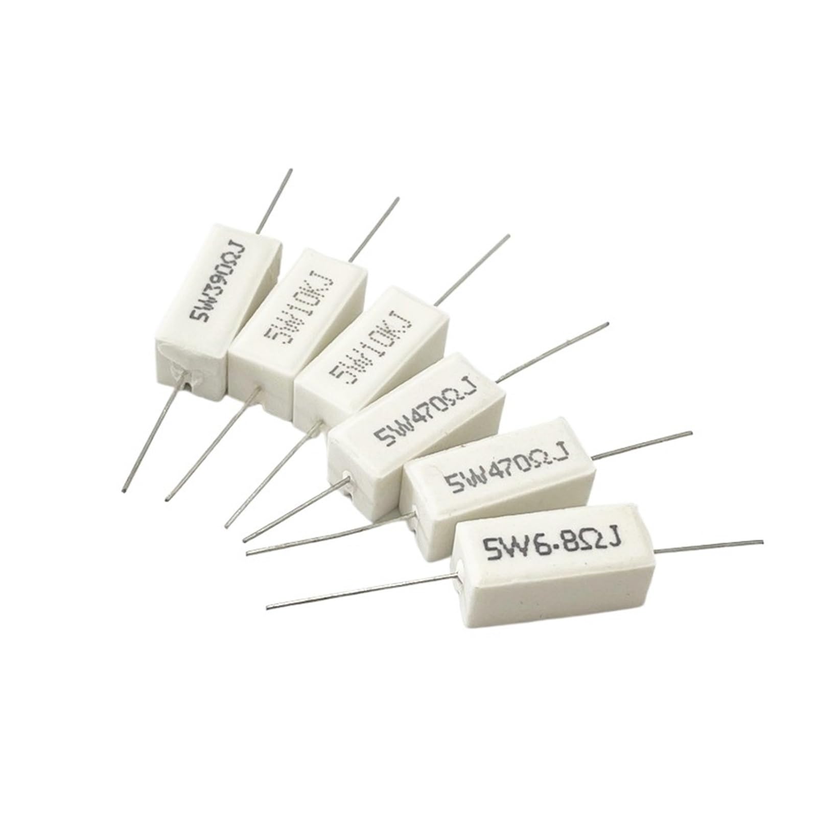 GUTUYEHKEA Cement Resistors 10pcs 5W 5% Horizontal Resistance 0.1-100K Ohm Wirewound(0.01R)