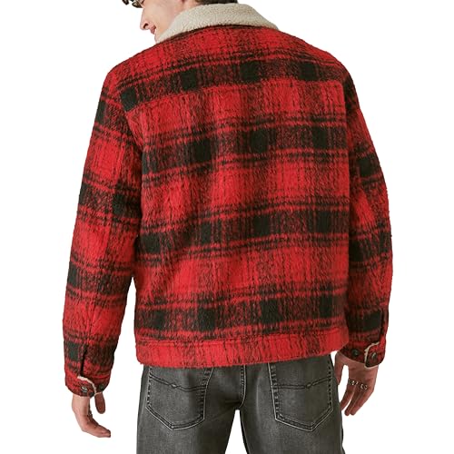 Lucky Brand Men's Plaid Faux Shearling Lined Trucker Jacket2