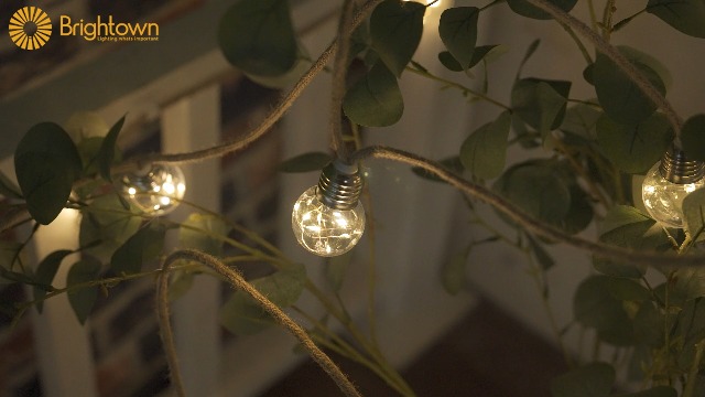 Brightown Solar String Lights Outdoor, 30Ft Vintage Hemp Rope