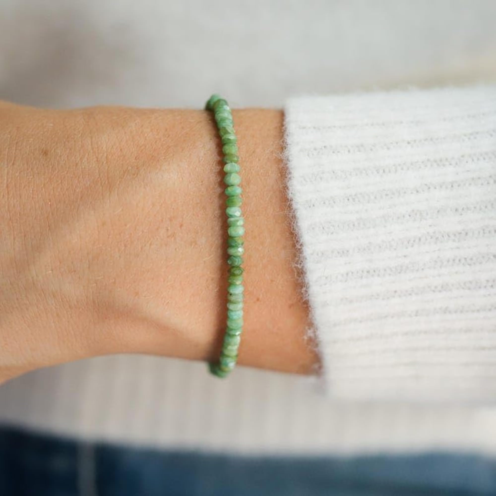 Peruvian Opal Rondelle Beaded Bracelet, Adjustable Link for Men & Women