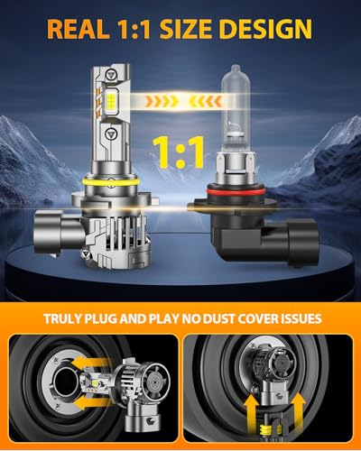 Image of Ursprung Fahren 9005 /HB3 Fog Light Bulbs, 1000% 44000LM [Modern & Brightest] 9005 Fog light, 1:1 Mini Size, 6500k White IP68 Waterproof with Cooling Fan, Plug and Play, Pack of 2