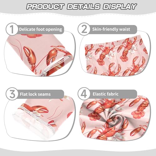 Girls Leggings Lobsters Bow Pink Soft Toddler Leggings for Girls Kids Pants Size 4T-10T3