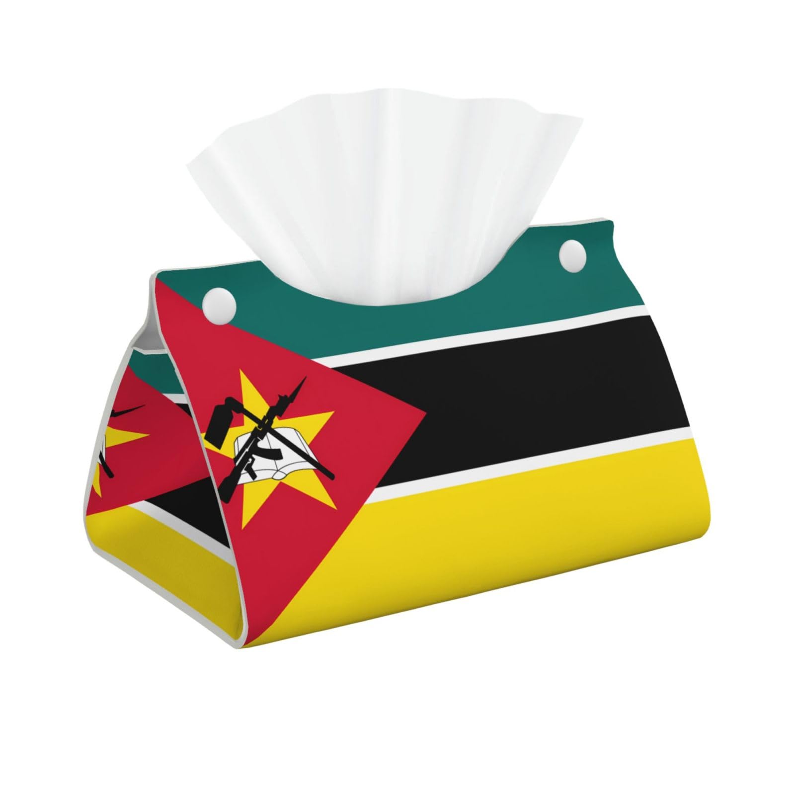 Flag of Mozambique Rectangular Leather Tissue Box Cover, Folding Facial Tissue Holder Dispenser for Car