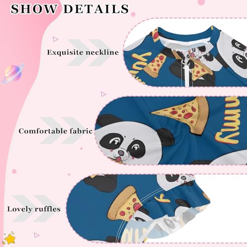 ALAZA Toddler Swimsuit Girl Bathing Suit Swimwear Rash Guard Panda Eating Pizza Long Sleeve 3T4