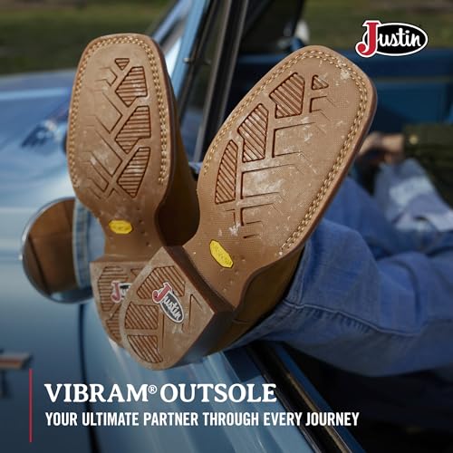 Justin Big Bucks 11” Western Boots for Men - Frontier Collection - Square Toe Leather Men’s Cowboy Boots with Comfort Footbed, Non Slip Rubber Outsole4