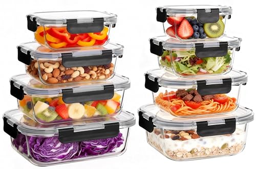 Belgol 8 Pack Glass Meal Prep Containers