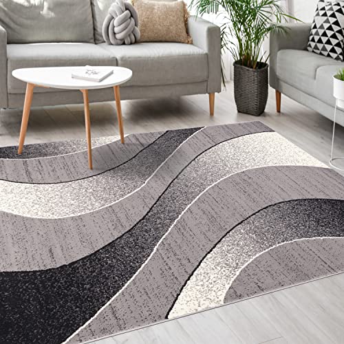 Mazovia Tapis Moderne - Moquette pour Chambre, Salon et De La Salle à Manger - Robuste Tapis à Doux Poils Courts - Tapis de Salon Oeko-Tex - Collection ATENA - Gris 120x170 cm
