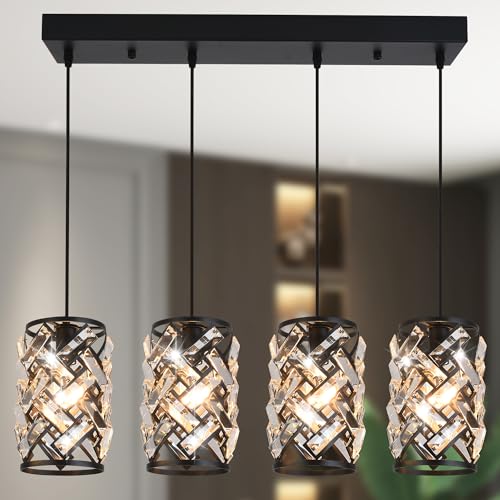 Pendant Lights Kitchen Island, 25.6” Modern Farmhouse Crystal Pendant Lighting,