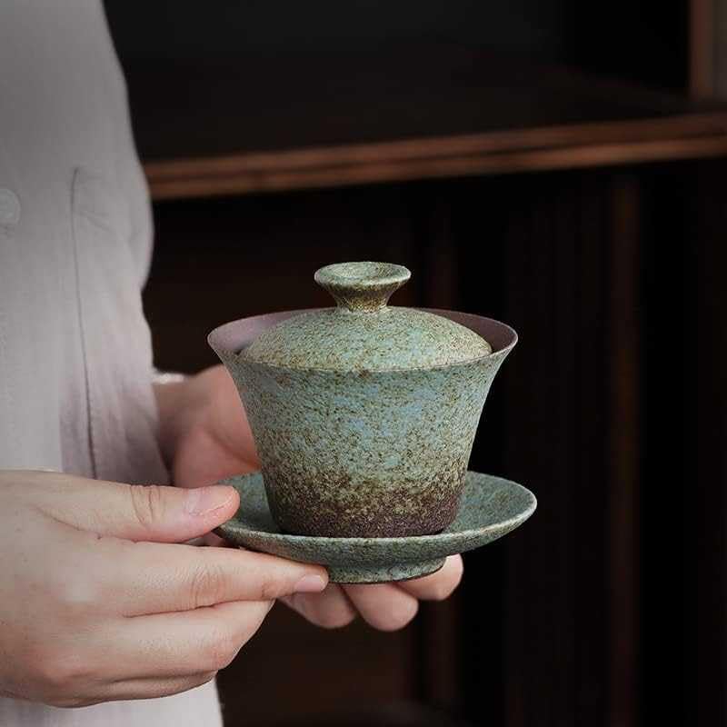 Taza de té de cerámica hecha a mano de Kung Fu – Taza de té de cerámica gruesa japonesa, juego de té pequeño retro en color verde