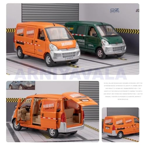 Image of 1:24 Scale Multicolor Wuling Postal Van Toy Car | Metal Pullback Diecast Truck with Openable Doors, Sound, Light Effects for Kids and Car Enthusiasts