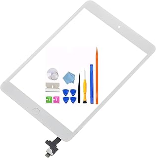 New Touch Screen Digitizer Parts for iPad Mini 1 2 A1432 A1454 A1455 A1489 A1490 Replacement Screen,with IC Chip,Home Button, Complete Repair Tools Kit, Camera Holder, Pre-Installed Adhesive (White)