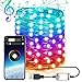 Produktbild WESSD Smart App-gesteuerte Lichterkette, Weihnachtsbaum-LED-Lichterkette, wasserdicht, Firefly Twinkle Lichterkette, Musik-Synchronisation, USB-betriebene LED-Lichterkette für Zuhause, Party, Hochzeit