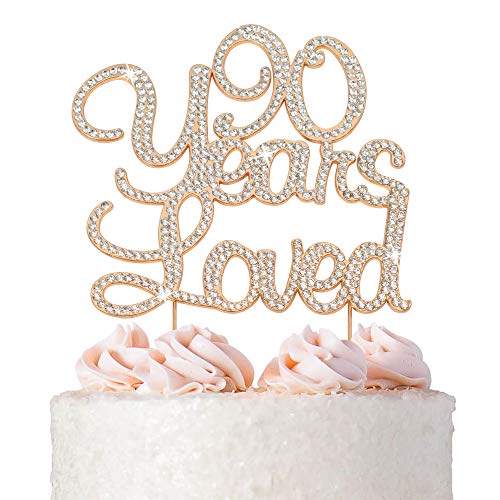 Décoration gâteau 90 ans de qualité supérieure en métal or rose précieux pour pièce maîtresse