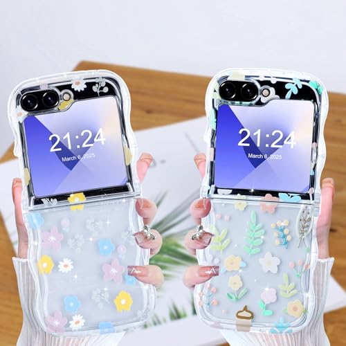 DAKORIE Galaxy Z Flip 6 Case Clear Flip 6 Case Flower Protective Cover for Samsung Galaxy Z Flip 5 2023/Galaxy Z Flip 6 2024 5G for Women Girl - Floral B by DAKORIE - Used condition - Image 4