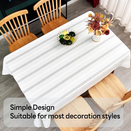 Yofori White Cotton Tablecloth for Rectangle Table Heavy Duty Farmhouse Vintage Tablecloth Washable Rustic Table Cover (White, 52''x 98'') by Yofori - Image 5