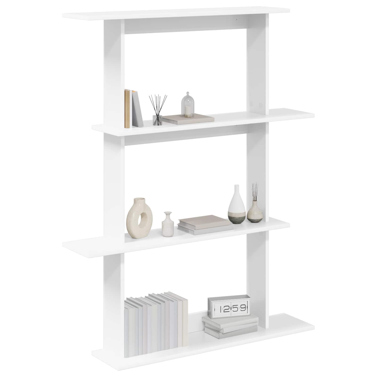 Estantería de pared blanca de madera 100 x 20 x 126 cm, montaje en pared con mucho espacio de almacenamiento, estantería flotante para salón, cocina, cuarto de baño como práctico sistema de