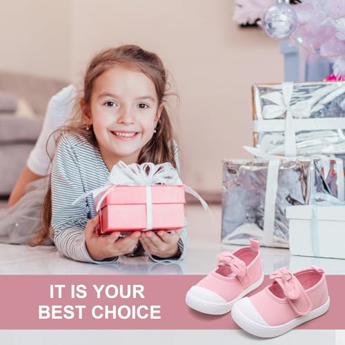 Toddler Girl's Canvas Sneakers Bowknot Mary Jane Flat Shoes for Kids School Uniform Shoes Dress Shoes…4