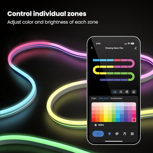 Image of Feit Electric Smart Neon Strip Lights 10FT, Flexible RGBW Color Chasing LED Light Strip, 2.4GHz WiFi Enabled, Works with Alexa and Google Home Assistant, 22W, Music Sync, App Control NF10 /CHASE /AG