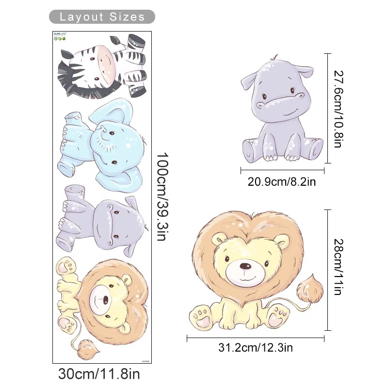 Animal de Dibujos Animados Elefante Flores Nursery Calcomanías de Pared de Vinilo removible DIY Niños Habitación de Las niñas Decoración del hogar