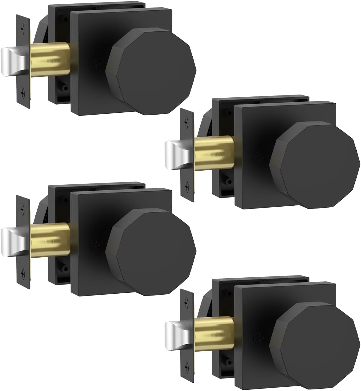 Haidms Matte Black Door Knobs Interior, Heavy Duty Square Black ...