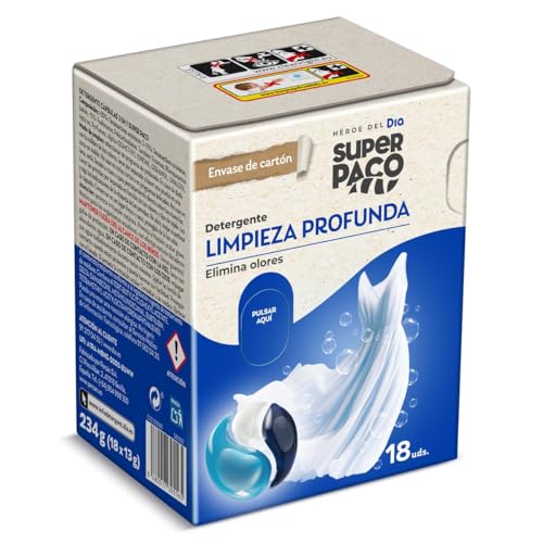Super Paco de Dia Detergente Máquina Limpieza Profunda, 18 unidades