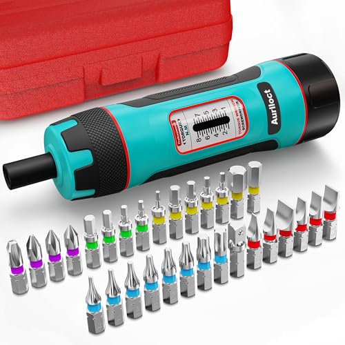 Aurlloct 1/4 Torque Screwdriver Wrench Set 1-8 Nm Torque Wrench Bits Set with 1/4 Hex to 1/4 Socket Adapter for Household Repairs Bicycle Maintenance