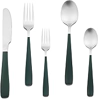 Vista 32 de JASHII Juego de cubiertos mate 30 piezas, cubiertos de acero inoxidable acabado mate, juego de cubiertos mate, servicio para 6 - blanco y oro