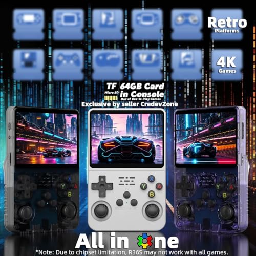 Image of R36S Retro Handheld Game Console With 64G 3.5 Inch IPS Screen Built-In 20000+ Classic Games Open Source Linux System Portable Pocket Video Player With 3200Mah Battery(White)