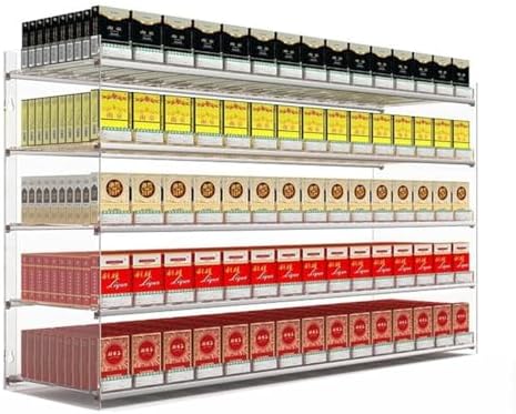 Cigarette Display Holder - Automatic Pusher Tray for Retail & Convenience Stores - Wall Mounted/Countertop, 6 Layers, 10 Columns - Efficient Cigarette Organizer & Merchandiser