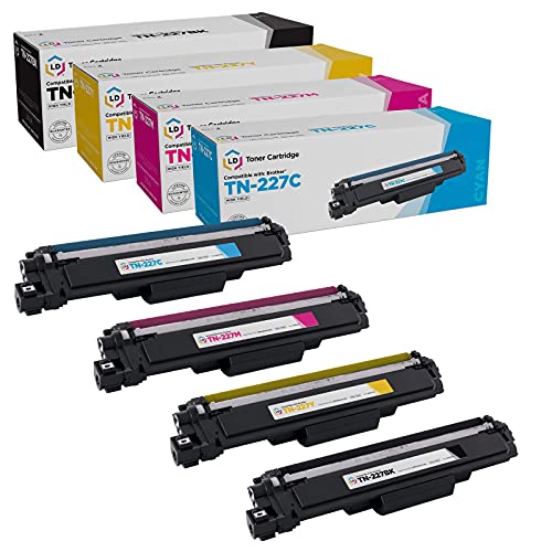 LD Products Compatible Replacements for Brother TN227 Toner Cartridge TN-227 TN227 TN-227 High Yield (Black, Cyan, Magenta, Yellow, 4-Pack) for HL 3070CW HL-L3210CW HL-L3230CDW HL-L3270CDW HL-L3290C