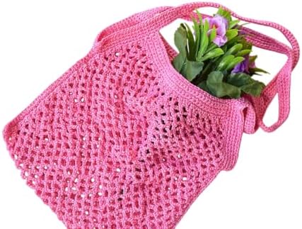 Crochet Purse Market Bag Reusable Mesh Bag Shopping Bag Crocheted Tote Net Eco Friendly Reusable Grocery Farmers image 3