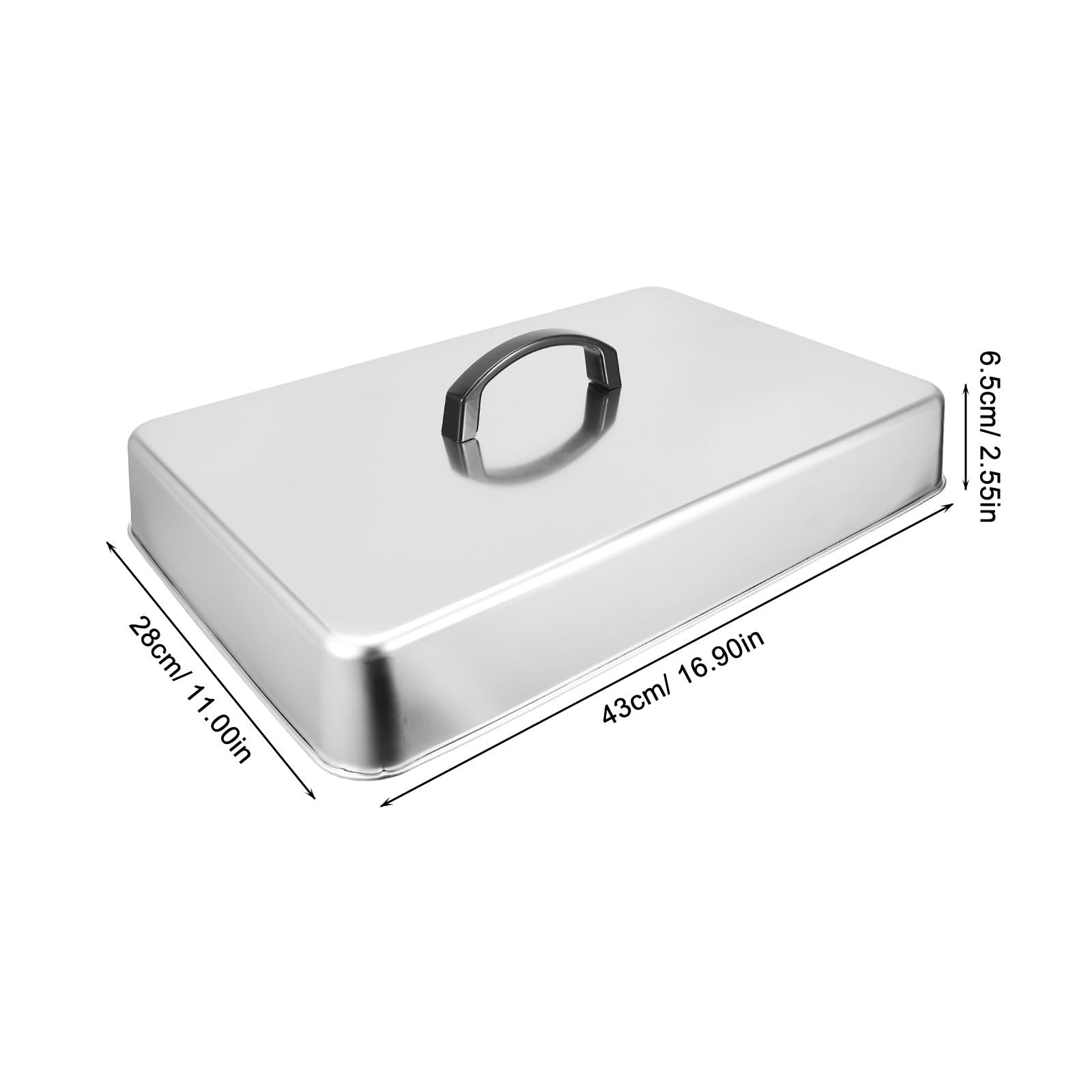 Couvercle Rectangulaire en Acier Inoxydable Cloche à Badigeonner 435 X 283 X 66 Cm Retient Chaleur et Arôme pour Plancha et Barbecue Réunions Extérieures